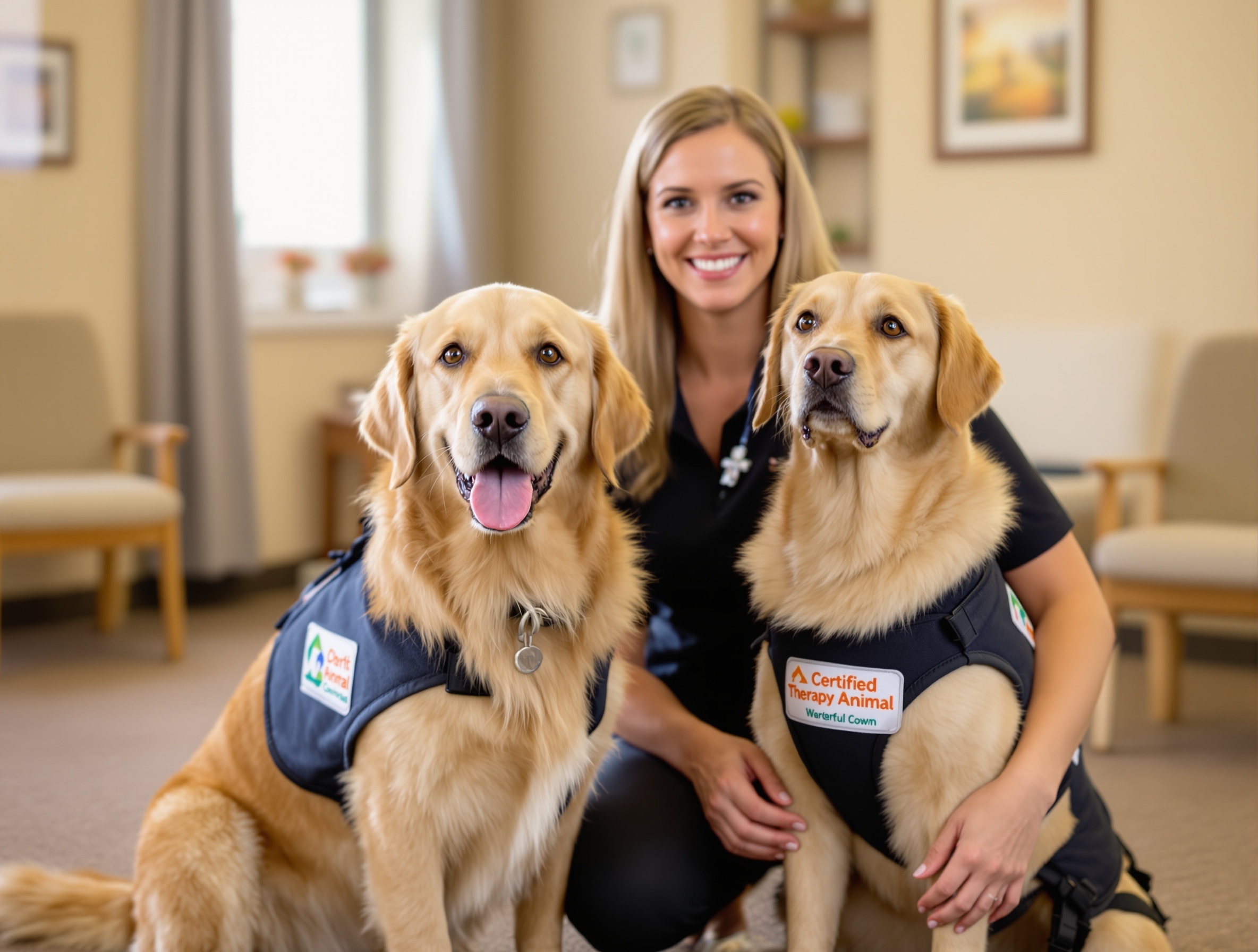 Therapy dogs with handler